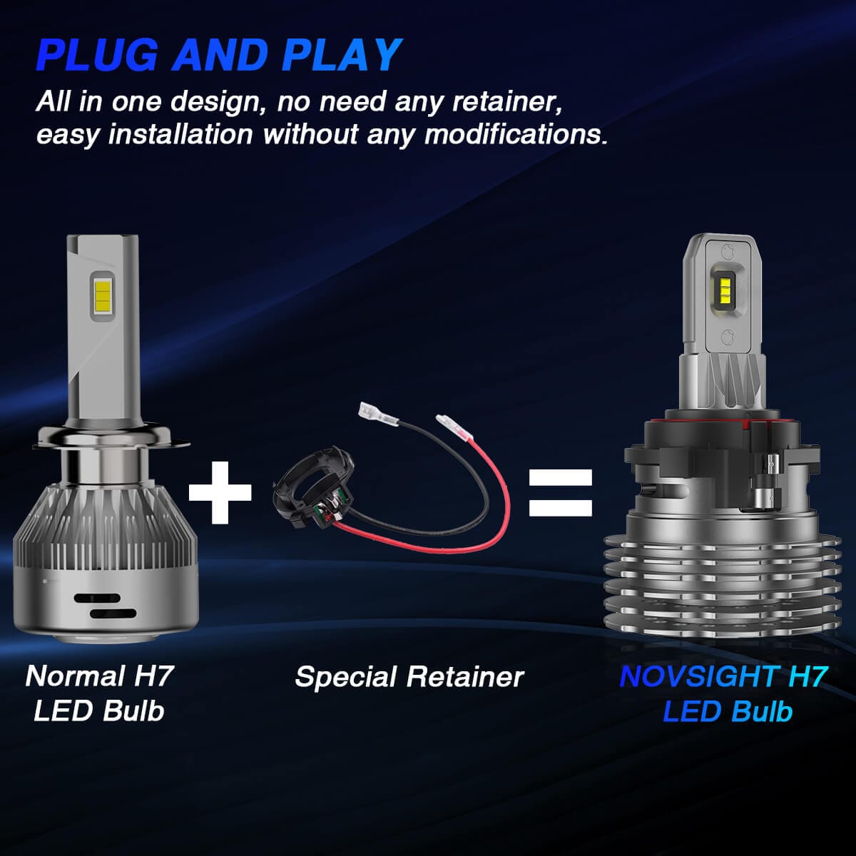 Custom H7 LED bulb all in one design no need any retainer easy to install