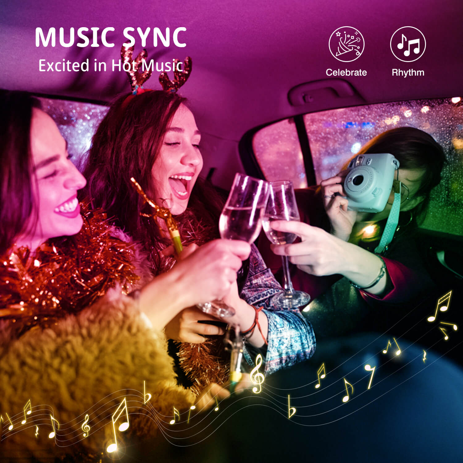 Novsight LED Strip Lights for Car Music Sync