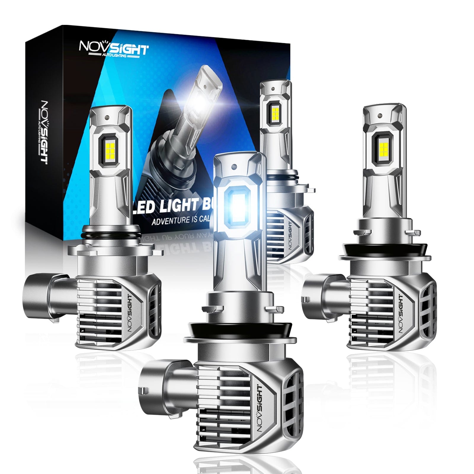 N62 Ultra Series Wireless | 9005 H11 Combo LED Bulbs Automotive Specific Chipsets 100W 22000LM 6500K White | 4 Bulbs - NOVSIGHT