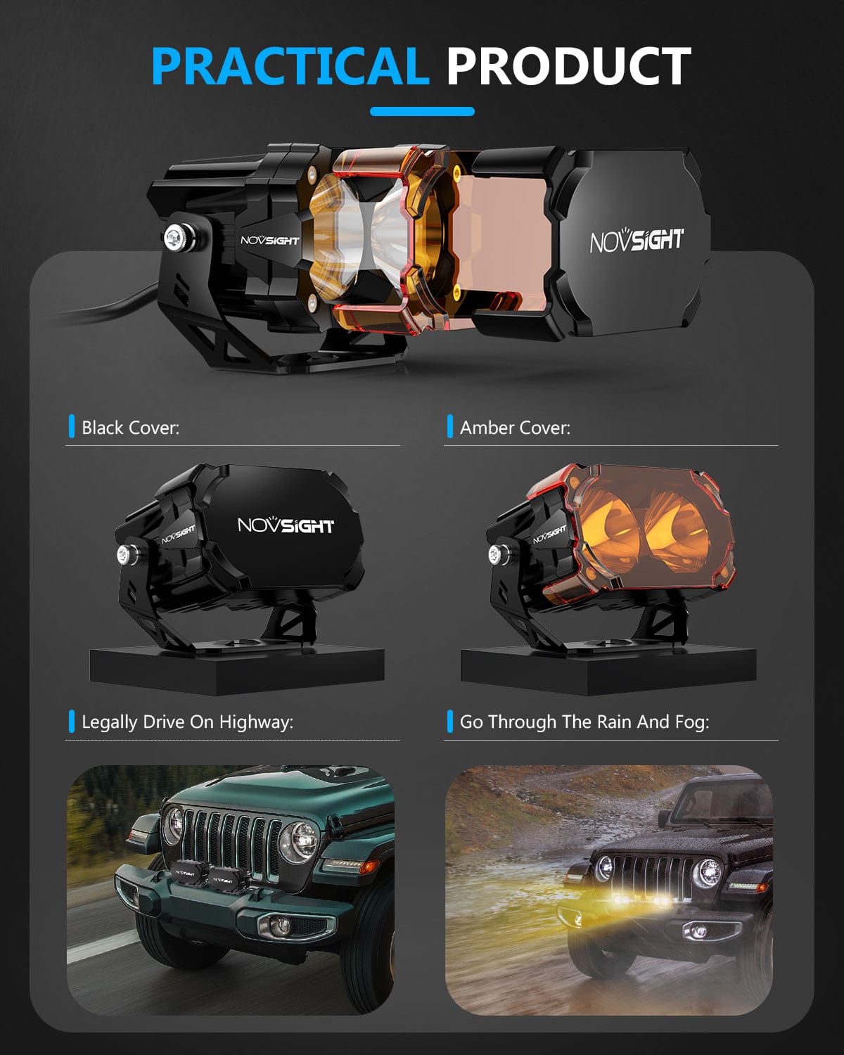 CYBER 1 Series | 4.5 Inch Pods Off-road Auxiliary Spot Light Ditch LED Light - NOVSIGHT