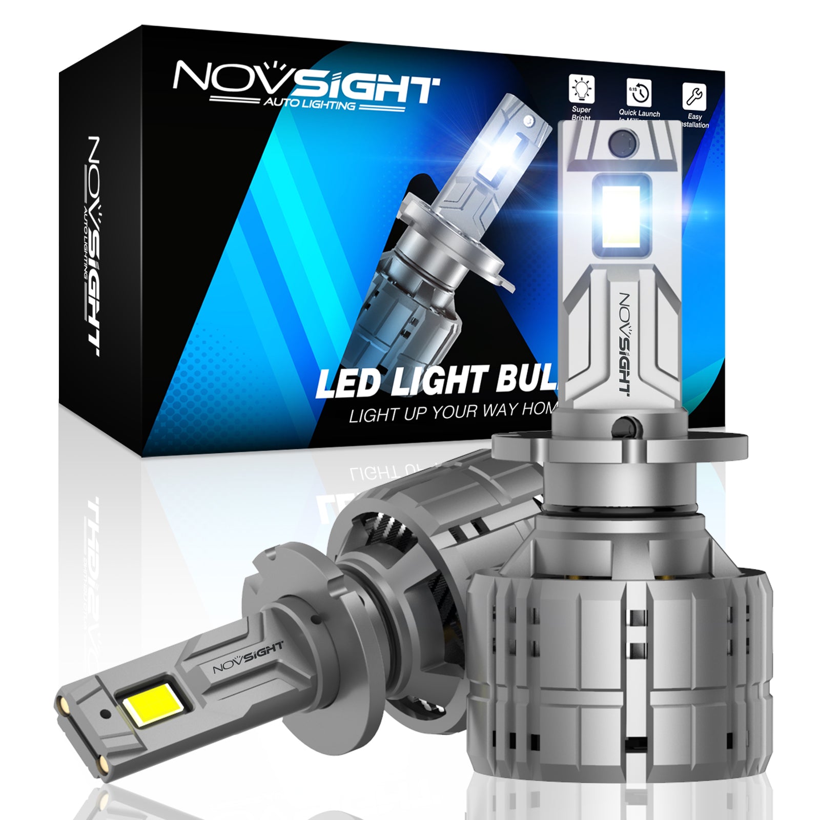 N60 Ultra Series | D LED Bulbs Super Bright 200W 40000LM 6500K White | 2 Bulbs - NOVSIGHT