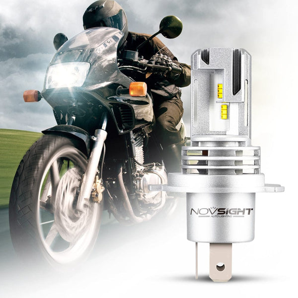 H4 Motorcycle Headlight LED Bulbs Small Size as Halogen 200% Brighter 28W 6000LM 6000K Cool White
