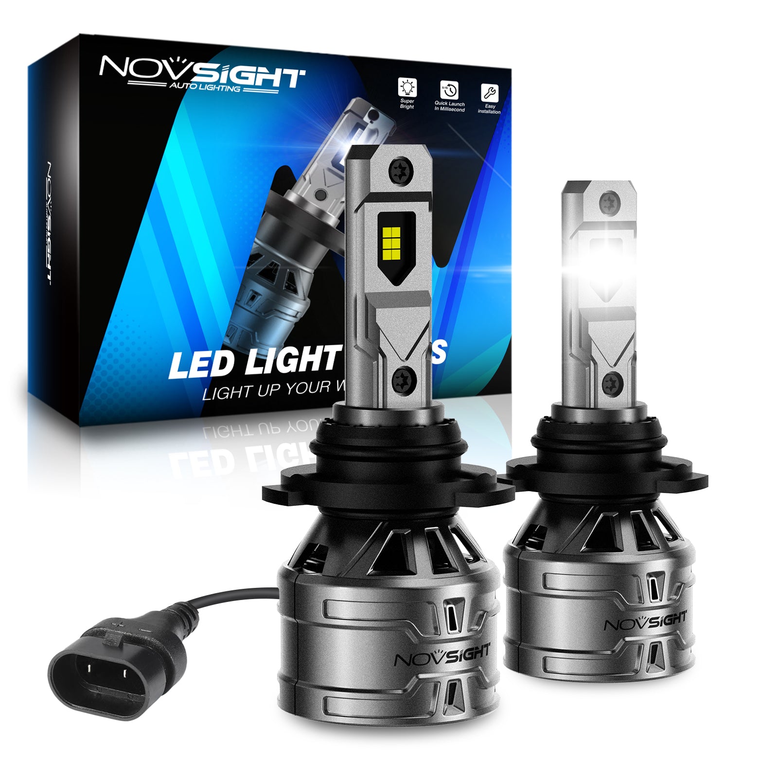 N61 General Series | H1 H3 H4 H7 H11 H13 9004 9005 9006 9007 881 LED Bulbs Stable Output 60W 13000LM 6500K White | 2 Bulbs - NOVSIGHT