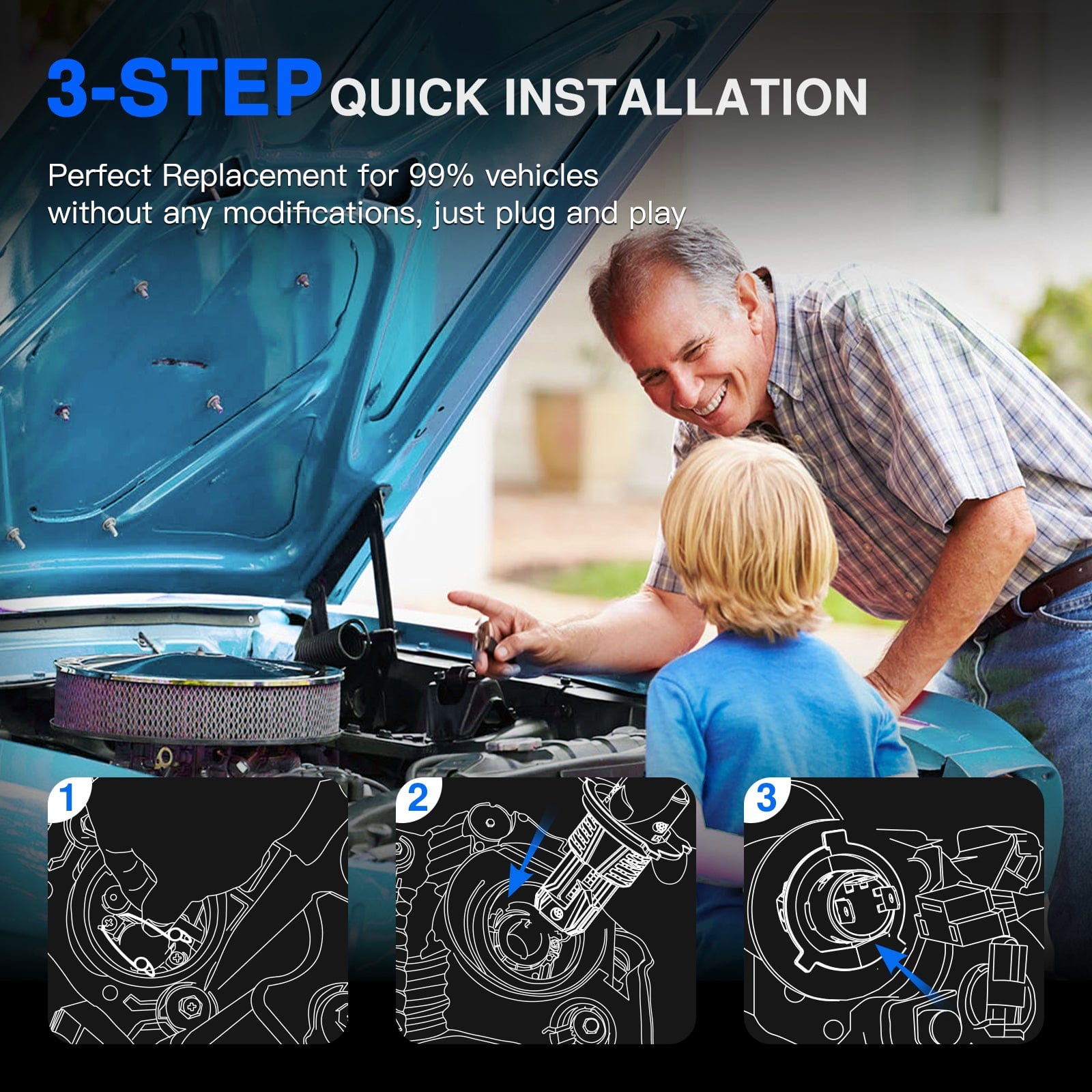 N66 Pro Series Wireless | 9006 HB4 LED Bulbs Perfect Beam 80W 18000LM 6500K White | 2 Bullbs - NOVSIGHT